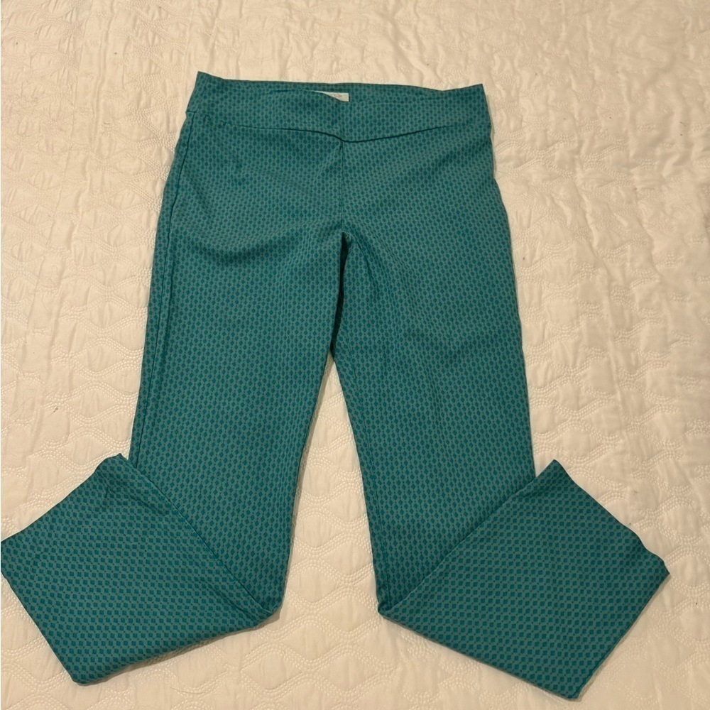 Margaret M Patterned Tourqoise Slimming Pants. Size XL.  NWOT